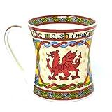 Welsh Dragon Coffee Mug Cymru - Wales Celtic Design New Bone Chine Cup Ceramic - 11 oz