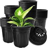 OJYUDD 60 Pack 1 Gallon Flexible Plant Nursery Pots,Thickened Soft Plastic Seed Starting Pots,Plastic Plant Container with Hole for Flower Seedling,Succulents,Cuttings,Transplanting(Black)