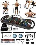 HOTWAVE Ultimate Portable Home Gym with 16 Fitness Accessories,Push Up Board with Resistance Bands,Ab Roller Wheel,Home Workout Equipment for Men and Women