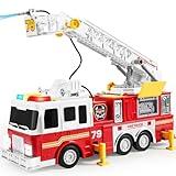 JOYIN Extra Large Fire Truck Toys for Boys Girls with 33-inch Ladder, Lights, Realistic Sirens & Button, Big Firetruck Engine for Toddlers 3+, Christmas Birthday Gift