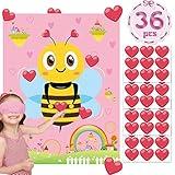 Funnlot Valentine Day Games for Kids Pin The Heart on The Bee Valentine Games with 36PCS Heart Stickers Valentine Party Activities for Girls Boys Toddles