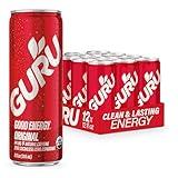 GURU Original Organic Energy Drinks, Clean Energy Drink with Plant Based Natural Caffeine from Green Tea, Gluten Free and Vegan, 140MG Caffeine, Healthy Drinks, 12oz (Pack of 12)