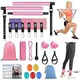 HNCTINNO Pilates Bar Kit with Resistance Bands, Multifunctional Stretched Fusion Pilates Bar Kit for Women, Men, Pilates Sculpt Bar with Adjustable Buckle for Full Body Workouts, Squat Equipment