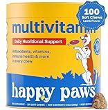 Happy Paws Multivitamin for Dogs, Soft Chews with Green Lipped Mussel, Sea Kelp, Colostrum, & Essential Vitamins for Overall Health, Lamb Flavor Soft Chews, 100 Count