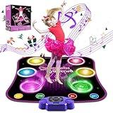 Fuairmee Kids Dance Mat with Anti-Slip Mat, Wireless Bluetooth, Built-in Music, 3 Languages Melodies, 5 Dance Game Modes, Light Up Dance Mats for Kids Ages 4-8 Christmas Birthday New Year Gifts Toys