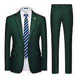 MAGE MALE Mens 2 Piece Suit Slim Fit Solid Wedding Prom Tuxedo Suit with One Button Notch Lapel Blazer and Pants Dark Green