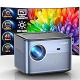 [Auto Focus/Keystone]Projector 4K Support with WiFi Bluetooth, VIZONY 800ANSI Android TV Outdoor Projector, 4P4D/Zoom/PPT, Home Movie Projector with Netflix/Prime Apps Built-in, 8000+ Apps