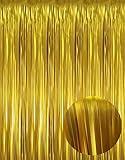 GOER 3.2 ft x 9.8 ft Metallic Tinsel Foil Fringe Curtains Party Photo Backdrop Party Streamers for Birthday,Graduation,New Year Eve Decorations Wedding Decor (3 Pcs,Matte Gold,Thick Material)