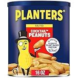 PLANTERS Salted Cocktail Peanuts, Party Snacks, Plant Based Protein 16oz (1 Canister)