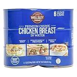 Wellsley Farms Premium Chunk Chicken Breast in Water - Fully Cooked Boneless Skinless Breast - For Prepared Meals, Salads, Sandwiches & More - Canned Chicken Breast - 12.5 oz Cans (Pack of 6)