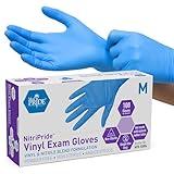 MED PRIDE NitriPride Nitrile-Vinyl Blend Exam Gloves, Medium 100 - Powder Free, Latex Free & Rubber Free - Single Use Non-Sterile Protective Gloves for Medical Use, Cooking, Cleaning & More