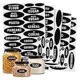 Talented Kitchen 158 Pieces Chalkboard Pantry Labels for Food Containers, Preprinted White All Caps on Black Stickers for Jars, Kitchen Canisters (Water Resistant)