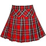 Girls Skirt Back School Uniform Red Tartan Skirt Size 4-5