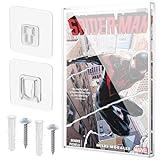 Clear Display Case for Comic Book, Acrylic Comic Book Frame Wall Mount, Collectible Comic Book Storage, UV-Protection Display Comic Book Showcase for Current Silver Age Comic Books (10.5'' x 6.6'' x 0.4'')