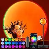 Neroupe Sunset Lamp Projector with APP & Button Control, 360 Degree Rotation Multiple Colors Changing LED Lamp Night Light, Sunset Light for Bedroom Decor/Party/Christmas Gifts/Tiktok Live/Room Decor