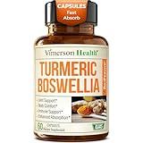 Turmeric Curcumin Supplement with Boswellia Serrata, Ginger Root, Organic Turmeric Powder & Black Pepper - 95% Curcuminoids Turmeric Supplement - 60 Gluten Free Tumeric Boswellia Extract Capsules
