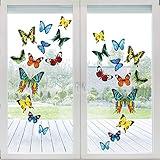 Whaline 24Pcs Colorful Butterfly Window Clings Double-Sided Anti-Collision Window Decals to Prevent Bird Strikes on Window Glass Non-Adhesive Static Butterfly Cling Stickers for Home Window Glass