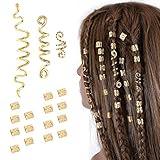 FRDTLUTHW 18Pcs Hair Accessories Loc Hair Jewelry for Women Braids, Dreadlock Beads Metal Hair Clips Decoration Gold(Multiple Styles)-style4
