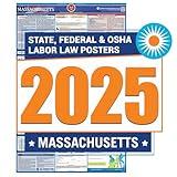 Latest 2025 Massachusetts Labor Law Poster- State, Federal, OSHA Compliant- Workplace Required Posting for Employees- English Employment Poster- UV Laminated Waterproof- 25.5" x 40”- English