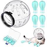 Cat Muzzle for Grooming Cat Adjustable Hood with Paw Covers, Kitten Breathable Anti Bite Muzzles Anti Scratch Boots Silicone Pussy Shoes Boots Kitten Paw Protector for Pet Bathing Shaving(Medium)