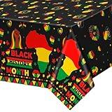 Fullhawl 1 Pc Black History Month Tablecloth Disposable Plastic 54 x 108 Inch Black History Table Cloth Party Supplies for African American February Festival Holiday Party