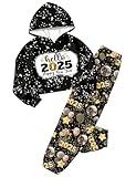 CRISONE Girls New Years Eve Outfit Size 7/8 Girls New Years Outfit Hello 2025 Hoodie Sweatshirts Print Sweatpants Happy New Years Outfits for Girls