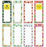 8 Magnetic Notepads – Notepads for Grocery List, Shopping List, To-Do List, Reminders -Strong Magnetic Back- Memo Notepad with Realistic Fruit Designs | 25 Sheets per Pad 7.5 x 3.5 inch (8 Pack)