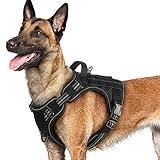 rabbitgoo Dog Harness for Large Dogs No Pull, Tactical Service Pet Vest with Molle and Control Handle, Adjustable and Reflective Military Harness for Easy Walking and Training, Black, L