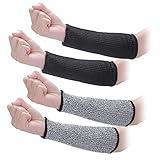 Aster 2Pairs Arm Protection Sleeves Cut Resistant Sleeves Level 5 Protective Arm Sleeves Heat Resistant Sleeves Protectors for Thin Skin Bruising Men Women