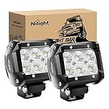 Nilight Led Pods 2Pcs 18W 1260LM Flood Led Off Road Lights Super Bright Driving Fog Boat Lights Led Work Light Bar for Trucks Pickup Golf Cart SUV ATV UTV 4x4 Van Camper,2 Years Warranty