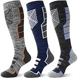 Anlisim Merino Wool Ski Thermal Unisex Socks for Men Women Winter Warm Thick Knee High Long Skiing Snowboarding Socks 3 Pairs Gift Stocking Stuffers (Blue Gray,L)