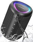 Portable Bluetooth Speaker with Lights, Powerful Crystal Clear Sound, IPX5 Waterproof, All Day Playtime, AUX&TF-Card Input, Bluetooth 5.3, TWS Paring, Small Wireless Speaker for Outdoor, Gift Ideas