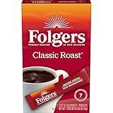 Folgers Classic Roast Instant Coffee Crystals, 7 Single Serve Packets