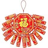 Baquler 2 Chinese New Year Hanging Decorations 2024 Electronic Firecrackers Red LED Firecracker Decorations Spring Festival Ornament Traditional Lucky Tassel Firecracker Decor for Home Door Holiday