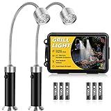 Barbecue Grill Lights, Grilling Gifts for Men Dad, BBQ Grill Accessories for Outdoor, Magnetic Base, Super Bright LED, 360 Degree Flexible Gooseneck, Stocking Stuffers, Pack of 2