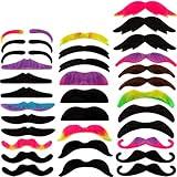 WILLBOND 48 Pieces Fake Mustaches, Self Adhesive Novelty Moustaches Fiesta Masquerade Party Supplies Halloween Costume(16 Vampire Style)