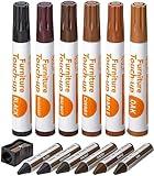 Katzco Furniture Repair Kit Wood Markers - Set of 13 - Markers and Wax Sticks with Sharpener - Wood Markers for Stains, Scratches, Floors, Furniture Repair Markers for Wood Desks, Carpenters, Touch-Up