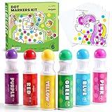 Jar Melo Washable Dot Markers, 6 Colors Dot Paints with 108 PDF & 10 Physical Activity Papers, Non-Toxic Bingo Daubers for Toddlers 1-3 2-4