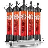 5 High-Capacity Emergency Water Straws – Lightweight, Reusable, 1800-gallon Filters for Camping, Hiking, Travel, Biking, Survival, and Emergencies. No Expiration Date, Perfect for preparedness