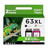 Relcolor 63XL Ink Cartridges Replacement for HP 63 XL Black Color Combo Pack for HP63 HP63XL for 4650 3830 5255 4520 5258 3630 4652 4655 5200 4512 3632 5252 2132 1112 3631 2130 4510 3634 3833 Printer