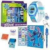 Disney Stitch Digital Watch Journal Diary with Lock for Girls Boys Cute Spiral Notebook Pen Stamp Ink Pad Fun Cute Stuff Gifts for Kids