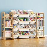 SpaceAid Toy Storage Organizer with 6 Shelves and 12 Bins, Bookshelf/Bookcase, Kids Bin Shelf, Toys Box for Playroom Organization for Bedroom & Room Decor, White, 52.3" W