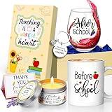 Teacher Appreciation Gifts, Before After School 11oz Mug and 18oz Stemless Wine Glass, Teacher Gifts for Women, Back to School Gift for Teacher, Thank you Gifts for Teachers Retirement Birthday