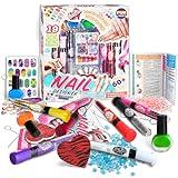 Nail Polish Pens Kit for Girls Ages 7-12, FunKidz Nail Pen Combo Kit Teen Gift Peelable Nail Art Studio Set with Cool Girly Decoration Stuff Pearl Beads, Glitter, Nail Stickers, Nail File, Gems