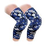 Bucwild Sports Knee Pads/Padded Compression Pro Knee Sleeves (1 Pair) Youth & Adult Sizes - Basketball Wrestling Volleyball Black White Red Blue (Royal Blue Camo, Small (Teen/Young Adult))
