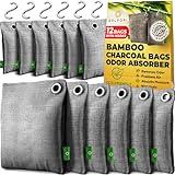 12-Pack Activated Charcoal Odor Absorber - Natural Charcoal Bags Odor Absorber for Fresh Home, Closet, Shoes, Car - Premium Bamboo Charcoal Air Purifying Bag - Effectively Removes Musty Smell & Odors