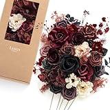 Ling's Moment Moody Burgundy & Black Artificial Flowers and Greenery Deluxe Combo Box Set, Goth Fake Flower for DIY Wedding Bridal Bouquet, Centerpieces Decor, Floral Arrangement Decor, etc.