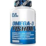 Evlution Nutrition Triple Strength Omega 3 Fish Oil - Burpless Fish Oil EPA DHA Omega 3 Supplement in Easy to Swallow Citrus Flavor Softgels - Enteric Coated Fish Oil Supplement - 120 Count