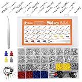 Filluck 944Pcs Pin Connector Kit,Car Electrical Wire Connectors Terminal Pins,21Type Non-Insulated Plug 1/1.5/1.8/2.2/2.8/3.5mm,Removal Male Female Crimp Pins,Large Quantity&Easy Store