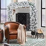 Christmas Garland, Snowy Artificial Garland, Your Home with A Snow Flocked Artificial Christmas Garland, This White Cedar Garland, Perfectly Frosted for A Festive and Cozy Holiday Season